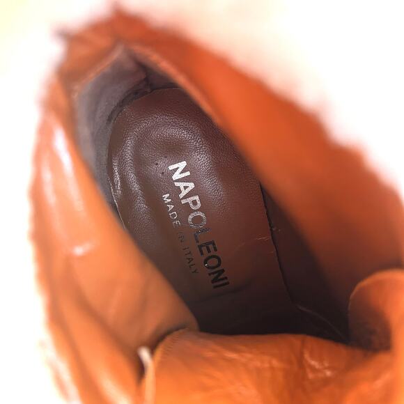 Napoleoni Perisa Suede Wedge Heeled Boots Shearling Camel 37 Lace Up Tan 7 - Picture 2 of 9